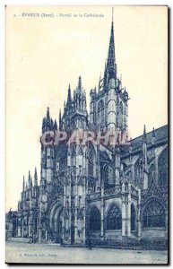 Old Postcard Evreux Cathedral Portal
