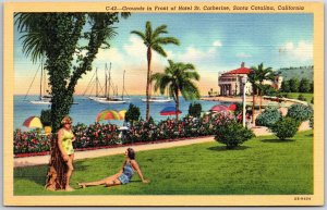 Santa Catalina California, Grounds In Front of Hotel St. Catherine, Postcard