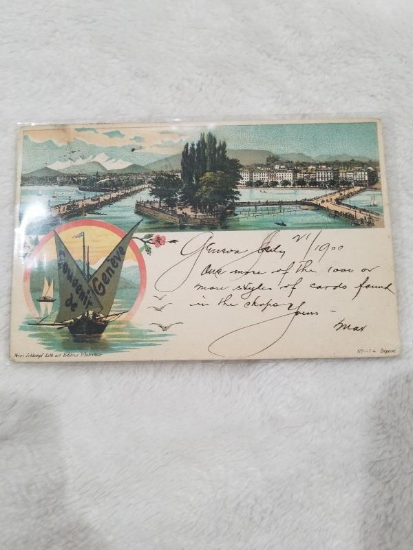 Antique Postcard entitled Souvenir of Geneve - Geneva, July 21, 1900 118 y/o