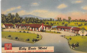 Billy Boots Motel Frederick Maryland linen postcard