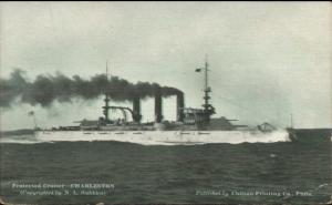 US Protected Cruiser Ship Charleston c1910 Postcard rpx