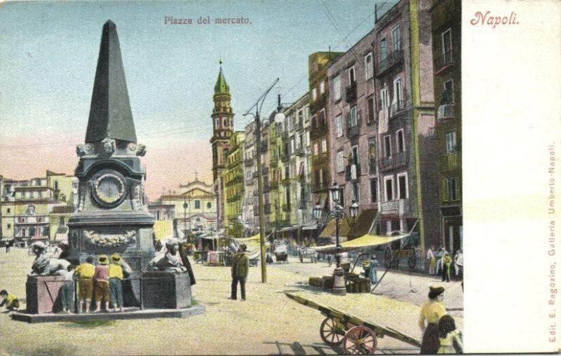 italy, NAPOLI NAPLES, Plazza del Mercato (ca. 1899)