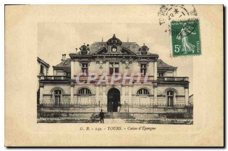 Old Postcard Bank Caisse d & # 39Epargne Tours