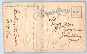Burlington Iowa Postcard Round Pleasure Embossed Glitter c1910 Vintage Antique