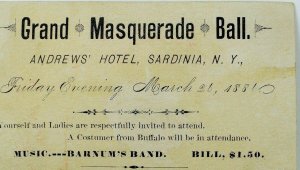 1886 Grand Masquerade Ball Andrews Hotel Sardinia, NY Grove Barnum's Band P63