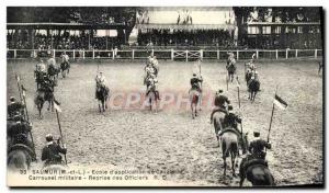 Old Postcard Saumur Horse Equestrian School & # 39application military cavalr...