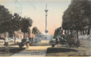 THOMAS WILDEY MONUMENT Broadway Baltimore, MD 1908 Hand-Colored Vintage Postcard