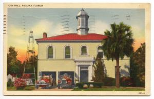 Palatka FL City Hall Fire Trucks Station 1940 Postcard