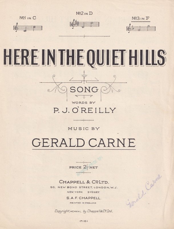 Here In The Quiet Hills Gerald Carne Olde Sheet Music