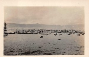 RPPC WATERFRONT FROM DECK OF SHIP MOLLENDO PERU REAL PHOTO POSTCARD (c. 1920s)