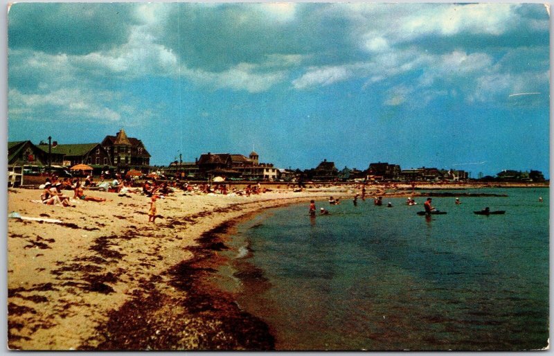 Crescent Beach Falmouth Heights Cape Cod Massachusetts MA Beach Bathers Postcard