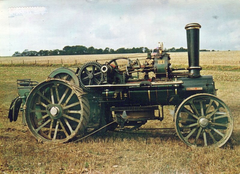 VINTAGE CONTINENTAL SIZE POSTCARD PRINCESS MARY PLOUGHING ENGINE BUILT 1919