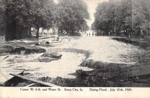 Sioux City Iowa Flood Disaster Corner 6th Street Vintage Postcard AA38427