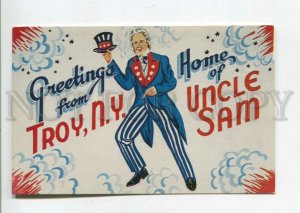 475866 USA Greetings from TROY N.Y. Home of UNCLE SAM Old postcard Joe Connors