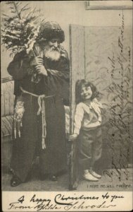 Christmas - Santa Claus & Little Boy or Girl TUCK Series 1800 Postcard c1905