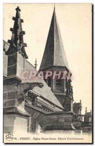 Old Postcard Poissy Notre Dame church architecture Details