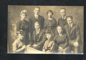 RPPC THOMPSON IOWA HIGH SCHOOL CLASS PENNANT VINTAGE REAL PHOTO POSTCARD