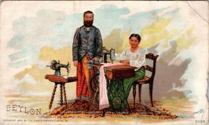 Singer Sewing Machine trade card Ceylon - VICTORIAN GREAT GRAPHICS !