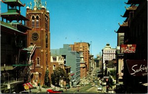 Vtg 1950s California Street Grant Avenue Old Cars San Francisco CA Postcard