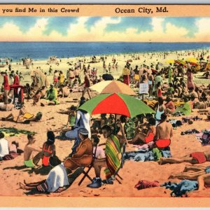 c1950s Ocean City, Md. $5 Reward If You Find Me In Crowd Postcard Tichnor A215