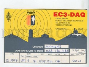 464533 1991 year Spain Catalonia Olot Girona radio QSL card to USSR