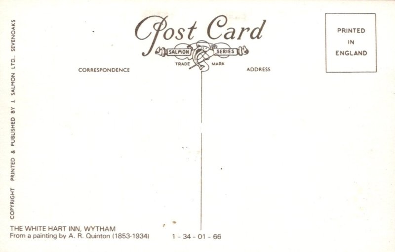 Oxfordshire Postcard - The White Hart Inn, Wytham, Artist A.R.Quinton RS40847