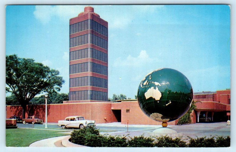 RACINE, Wisconsin WI ~ Globe JOHNSON'S WAX Frank Lloyd Wright 1956 Postcard