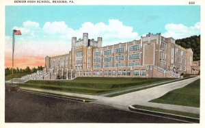 Senior High School Building Grounds & Road View Reading Pennsylvania PA Postcard