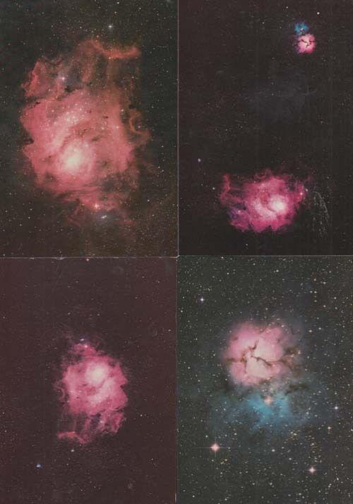 Royal Observatory Edinburgh 4x Lagoon Nebula Triffid Schmidt Telescope Postcard