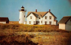 RACE POINT LIGHT Provincetown, Cape Cod, MA Lighthouse 1950s Vintage Postcard