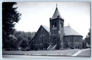 Harlan Iowa IA Postcard RPPC Photo ME Methodist Church c1940's Unposted Vintage