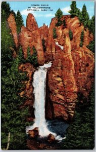 Montana MT, Tower Falls, Waterfalls, Yellowstone National Park, Vintage Postcard