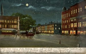 CT - Danbury. Main Street Looking North at Night