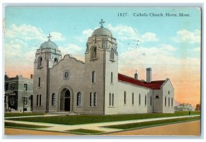 1934 Entrance to Catholic Church at Havre Montana MT Vintage Posted Postcard