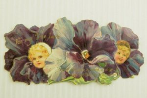 1880's-90's Nister Valentine's Die-Cut Flowers Children Bavaria 7P