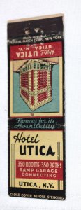 Hotel Utica New York 20 Strike Matchbook Cover