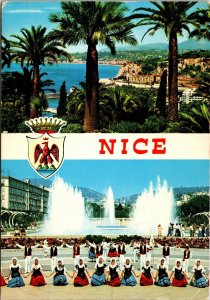 VINTAGE CONTINENTAL SIZE POSTCARD MULTIPLE VIEWS OF NICE FRANCE