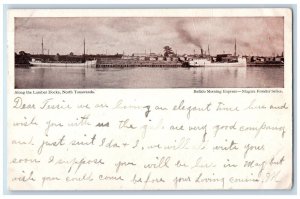 c1905 Along the Lumber Docks North Tonawanda Buffalo Morning Express NY Postcard