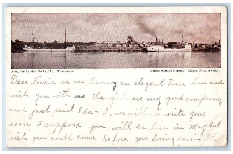 c1905 Along the Lumber Docks North Tonawanda Buffalo Morning Express NY Postcard