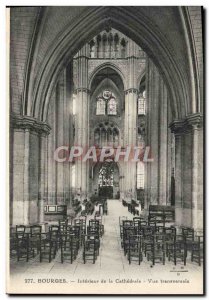 Old Postcard Bourges Interior Transversal De La Cathedrale View