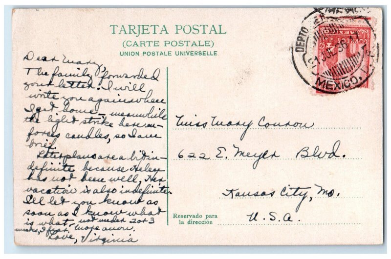 1936 Ministry of the Interior Building Entrance Mexico Unposted Antique Postcard