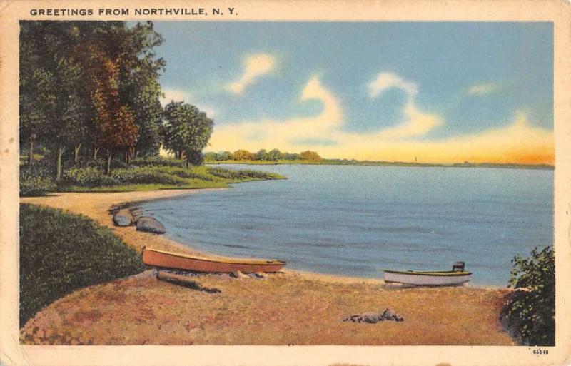 Northville New York Scenic Waterfront Greeting Antique Postcard K89227