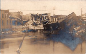 RPPC Postcard MI Albion Flood Damage Main Street Photo by Bennett 1908 S117