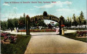 1911 Spokane Washington WA Manito Park Entrance Vintage Postcard 