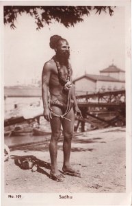 Sadhu Indian Tribal Man Vintage Real Photo India Postcard