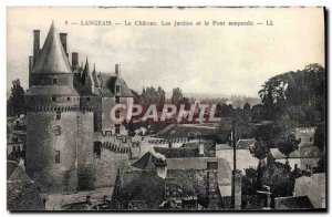 Old Postcard Langeais Le Chateau Gardens And The Suspension Bridge