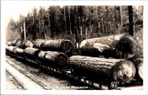 Real Photo Postcard Railroad Train of Douglas Fur Logs Western Washington~234