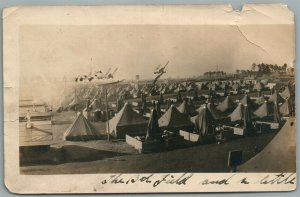 WWI AMERICAN MILITARY CAMP ANTIQUE REAL PHOTO POSTCARD SIZE