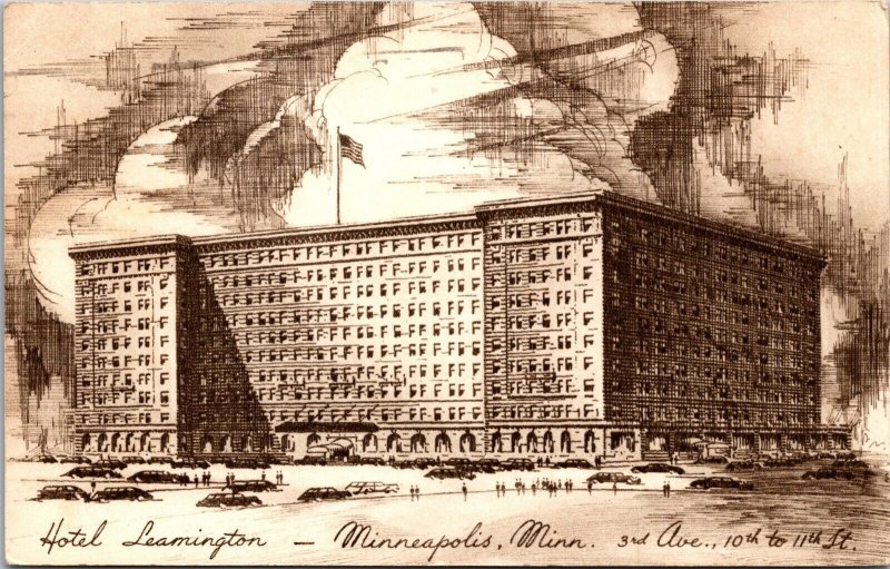 Vtg Minneapolis Minnesota MN Hotel Leamington 1950s Postcard
