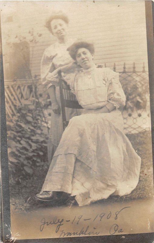 F94/ Franklin Pennsylvania RPPC Postcard 1908 2 Pretty Women Chair